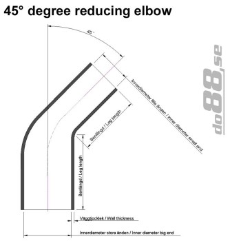 Silicone hose Red 45 degrees 2 - 2,5´´ (51 - 63mm)