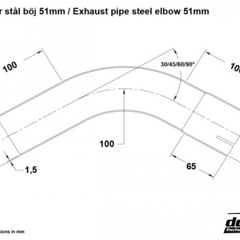 Exhaust pipe steel 30 degrees 2´´ (51mm)