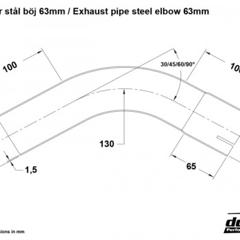 Exhaust pipe steel 30 degrees 2,5´´ (63mm)