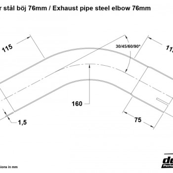 Exhaust pipe steel 45 degrees 3´´ (76mm)