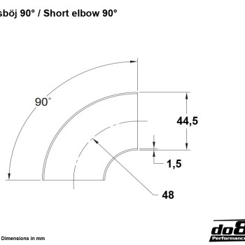 Exhaust pipe steel weld elbow 90 degrees 1,75´´ (45mm)