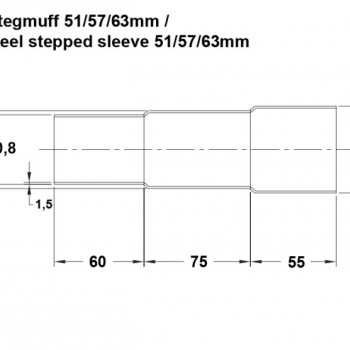 Exhaust pipe steel stegmuff 51/57/63mm