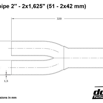 Y-pipe 2´´ - 2x1,625´´ (51 - 2x42mm)