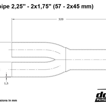 Y-pipe 2,25´´ - 2x1,75´´ (57 - 2x45mm)