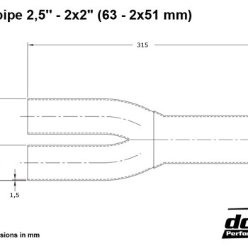Y-pipe 2,5´´ - 2x2´´ (63 - 2x51mm)
