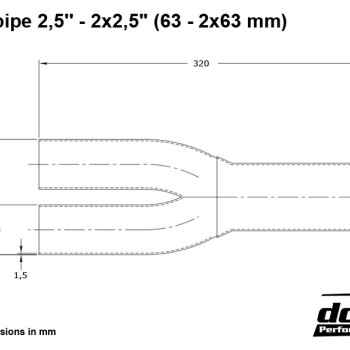 Y-pipe 2,5´´ - 2x2,5´´ (63 - 2x63mm)