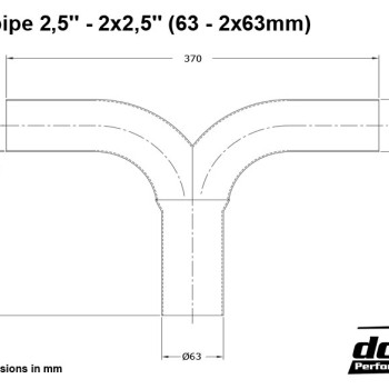 T-pipe 2,5´´ - 2x2,5´´ (63 - 2x63mm)