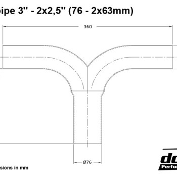 T-pipe 3´´ - 2x2,5´´ (76 - 2x63mm)