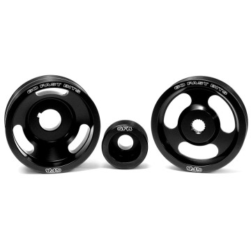 Lightweight aircraft grade alumimium Lightened underdrive pulley kit (3 pulleys and belts included)