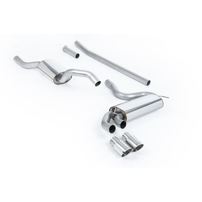 Audi Coupe UR Quattro 10V - Resonated (Quieter) Downpipe-Back Exhaust System with Polished OEM-Style Trims - Polished