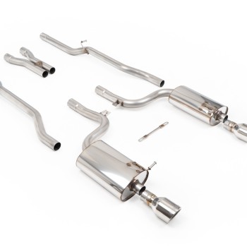 Audi S4 B6 - Non-Resonated (Louder) Cat-Back Exhaust System with Polished Trims - Polished - Jet