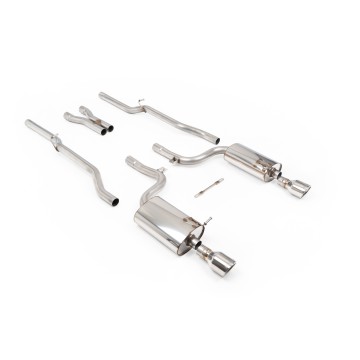 Audi S4 B6 - Non-Resonated (Louder) Cat-Back Exhaust System with Polished Trims - Polished - Jet
