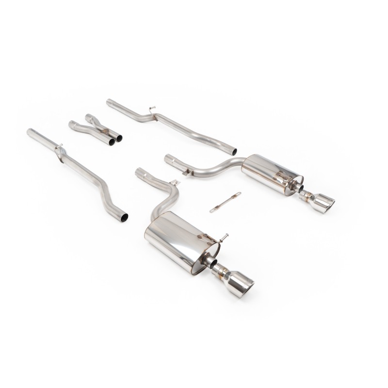 Audi S4 B6 - Non-Resonated (Louder) Cat-Back Exhaust System with Polished Trims - Polished - Jet