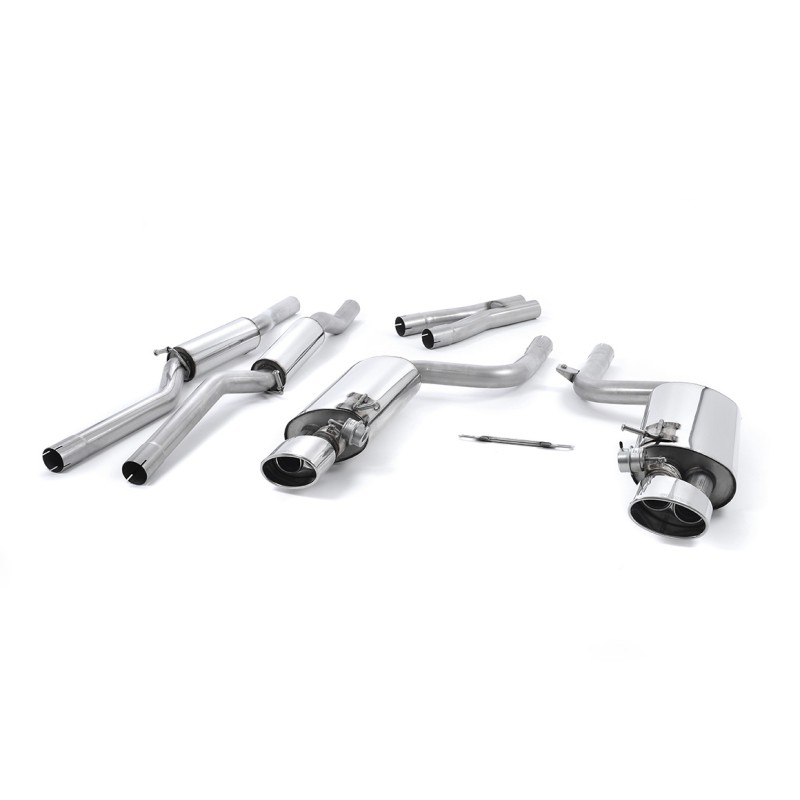 Audi RS4 B7 - Valved & Resonated Cat-Back Exhaust System with Polished Oval Trims - Polished