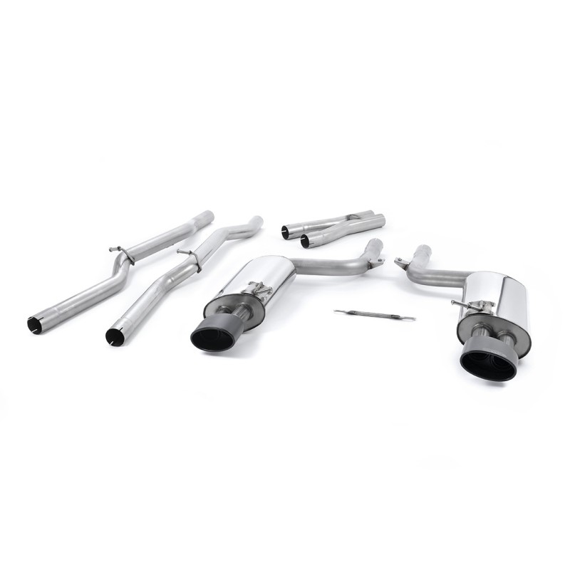 Audi RS4 B7 - Non-Valved & Non-Resonated Cat-Back Exhaust System with Satin Black Sheen Trims - Cerakote Black