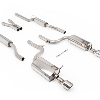 Audi A4 V6/S4 V8 B6 - Resonated (Quieter) Cat-Back Exhaust System with Polished Trim Assembly - Polished - Jet