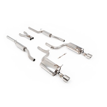 Audi A4 V6/S4 V8 B6 - Resonated (Quieter) Cat-Back Exhaust System with Polished Trim Assembly - Polished - Jet