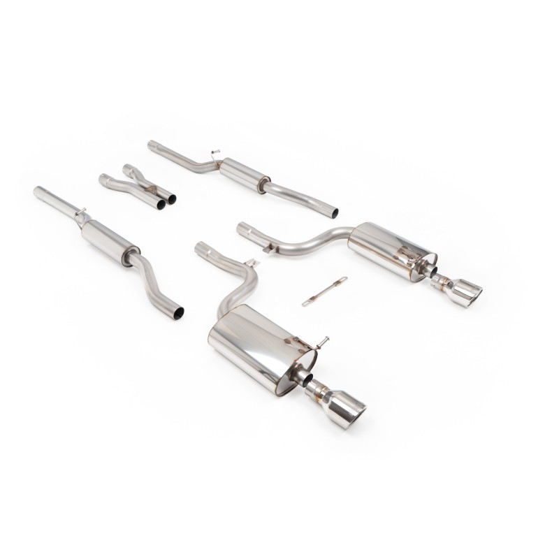 Audi A4 V6/S4 V8 B6 - Resonated (Quieter) Cat-Back Exhaust System with Polished Trim Assembly - Polished - Jet