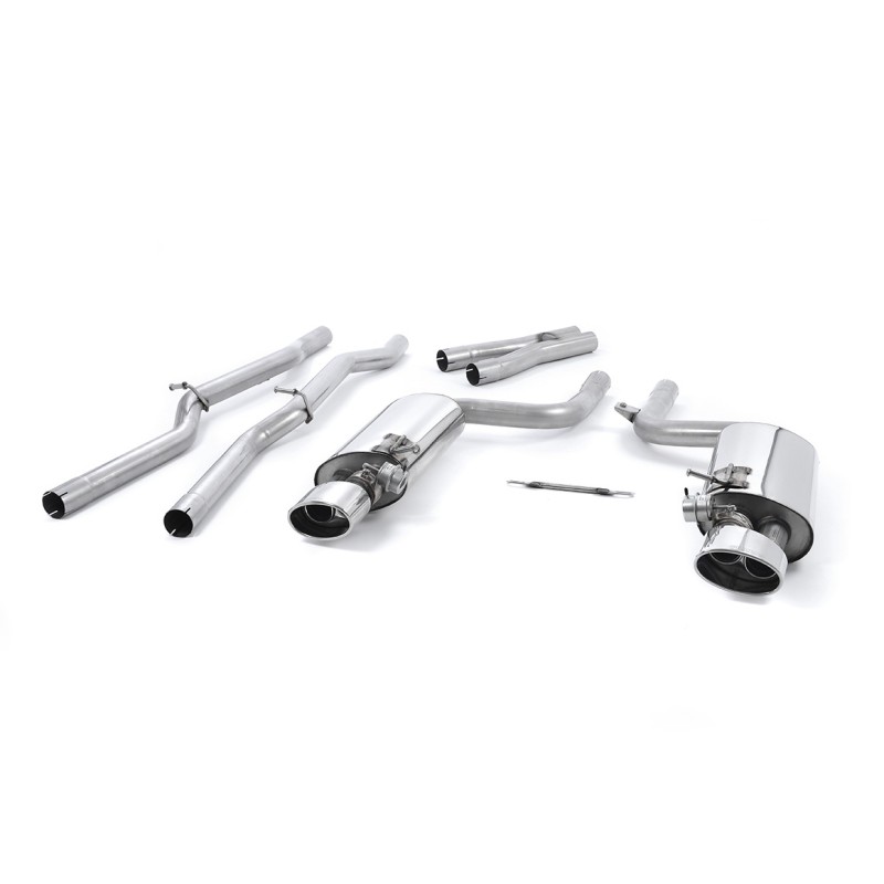 Audi RS4 B7 - Valved & Non-Resonated Cat-Back Exhaust System with Polished Oval Trims - Polished