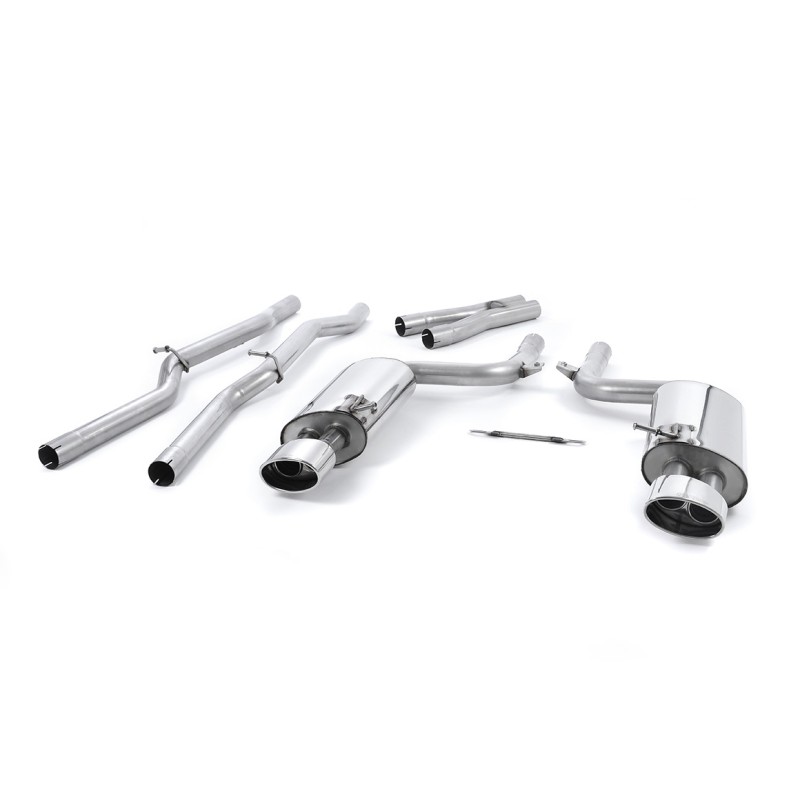 Audi RS4 B7 - Non-Valved Non-Resonated Cat-Back Exhaust System with Polished Oval Trims - Polished