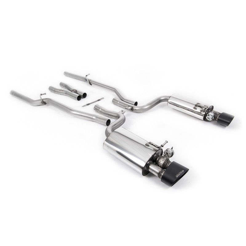 Audi RS4 B7 - Valved & Non-Resonated Cat-Back Exhaust System With Satin Black Sheen Trims - Cerakote Black
