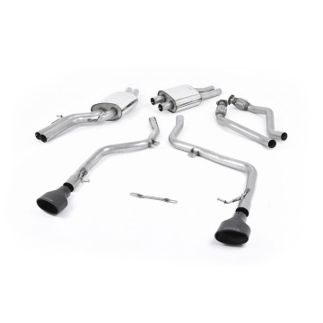 Audi S4 V6 B8/S5 B8 - Race Cat-Back Race Exhaust System with Dual Cerakote Black Oval Trims - Cerakote Black - Dual