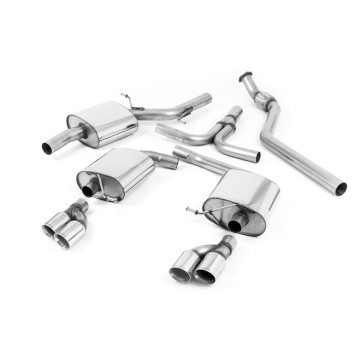 Audi A5 2.0 TFSI - Cat-Back Exhaust System with GT80 Quad Outlet Trims - Polished