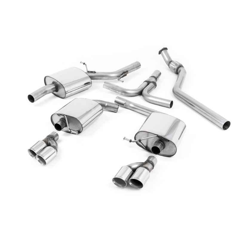 Audi A5 2.0 TFSI - Cat-Back Exhaust System with GT80 Quad Outlet Trims - Polished