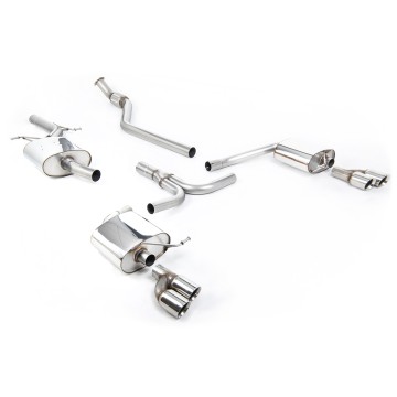 Audi A4 2.0 B8 S line (Manual) - Resonated (Quieter) Cat-Back Exhaust System with Quad-outlet GT80 Polished Trims - Polished - Quad