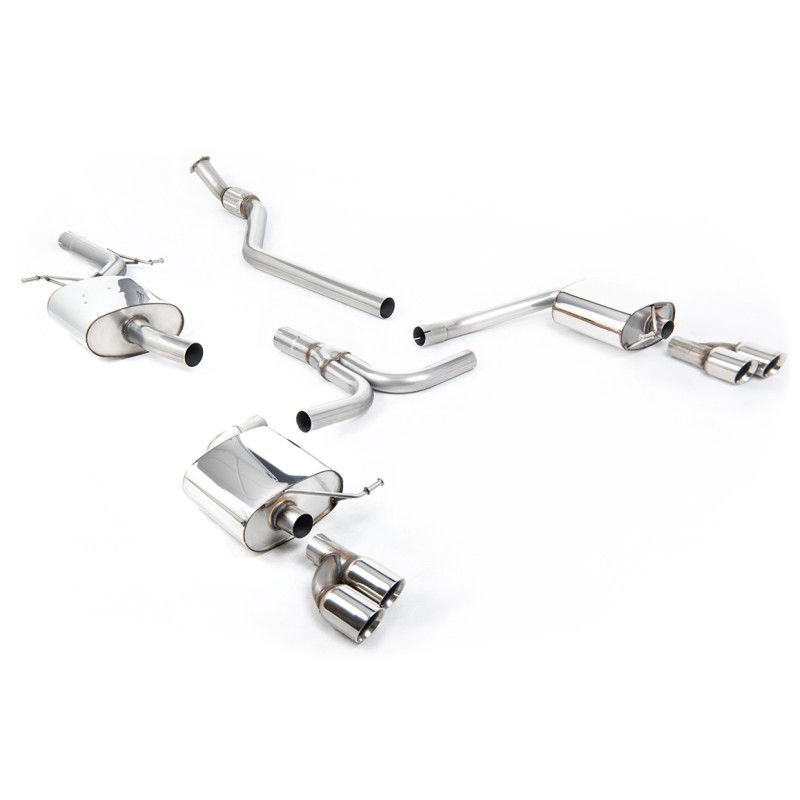 Audi A4 2.0 B8 S line (Manual) - Resonated (Quieter) Cat-Back Exhaust System with Quad-outlet GT80 Polished Trims - Polished - Quad