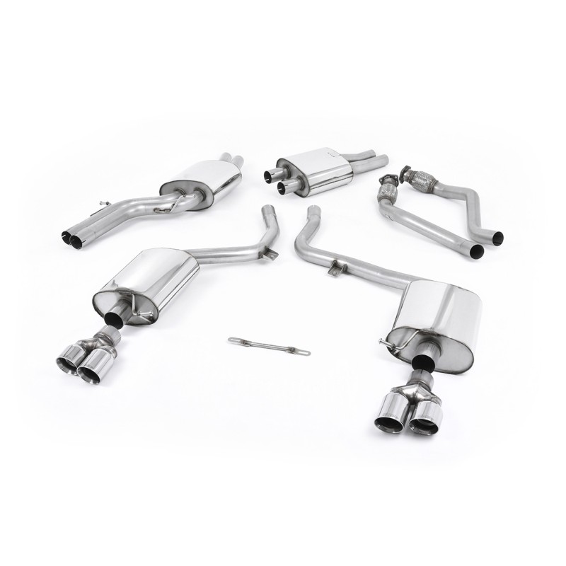 Audi S5 B8 (S tonic) - Resonated (Quieter) Cat-Back Exhaust System with Quad Polished Trims - GT - Polished