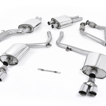 Audi S4 V6/S5 3.0 B8 Sportback - Resonated (Quieter) Cat-Back Exhaust System with Quad Polished Trims - Polished - GT