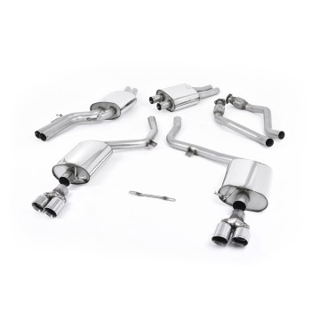 Audi S4 V6/S5 3.0 B8 Sportback - Resonated (Quieter) Cat-Back Exhaust System with Quad Polished Trims - Polished - GT