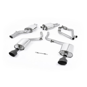 Audi S4 V6/S5 3.0 B8 Sportback - Resonated (Quieter) Cat-Back Exhaust System with Dual Oval Cerakote Black Trims - Cerakote Black - Oval (Jet)
