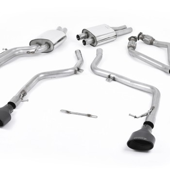 Audi S5 B8 (S tonic) - Race Non-Resonated (Louder) Cat-Back Exhaust System with Black Oval Trims - Cerakote Black - Oval (Jet)