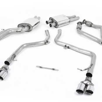 Audi S5 B8 (S tonic) - Race Non-Resonated (Louder) Cat-Back Exhaust System with Quad Polished Trims - Polished - GT