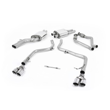 Audi S5 B8 (S tonic) - Race Non-Resonated (Louder) Cat-Back Exhaust System with Quad Polished Trims - Polished - GT