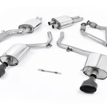 Audi S5 B8 (S tonic) - Resonated (Quieter) Cat-Back Exhaust System with Dual Cerakote Black Trims - Oval (Jet) - Cerakote Black