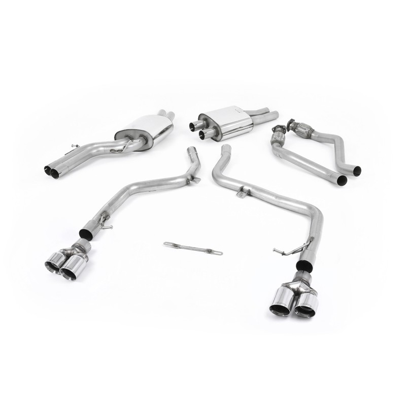 Audi S4 V6 B8/S5 B8 - Race Cat-Back Exhaust System with Quad Polished Trims - Polished - Quad