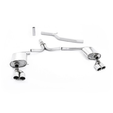 Audi A4 3.0 TDI B8/Audi A5 (Multitronic) - Cat-Back Exhaust System with GT80 Quad Outlet Trims (requires S-Line Valance) - Polished