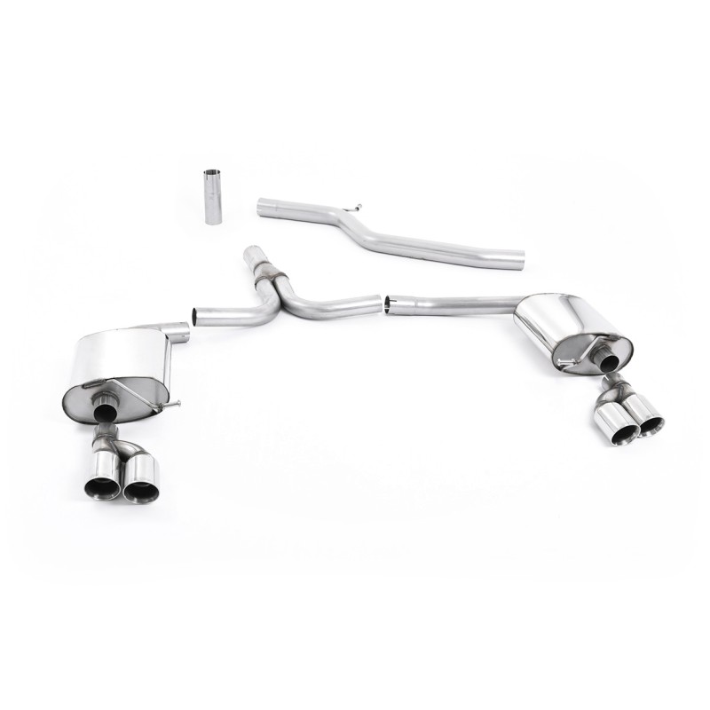 Audi A4 3.0 TDI B8/Audi A5 (Multitronic) - Cat-Back Exhaust System with GT80 Quad Outlet Trims (requires S-Line Valance) - Polished
