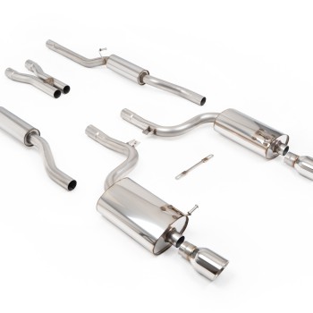 Audi A4 V6/S4 V8 B6 - Resonated (Quieter) Cat-Back Exhaust System with Polished Trim Assembly - Polished - GT