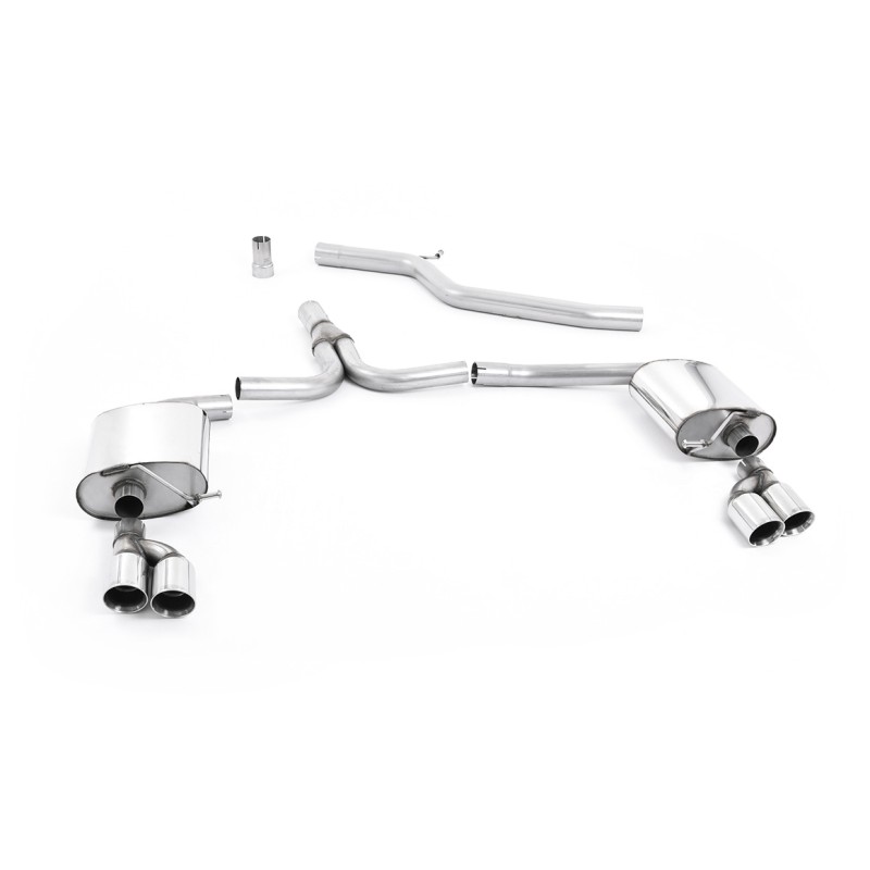 Audi A4 2.0 TDI B8/A5 S-line - Cat-Back Exhaust System with GT80 Quad Outlet Trims - Polished