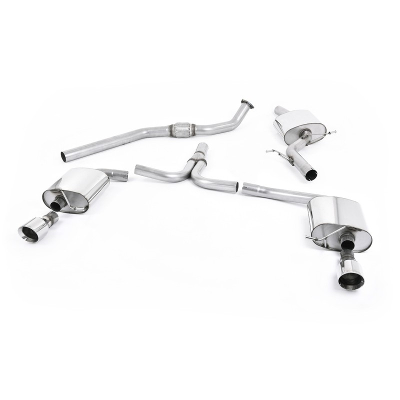 Audi A4 2.0 B8 (Tiptronic)/Audi A5 (Multitronic) S line - Cat-Back Exhaust with Dual-outlet Polished GT100 Trims - Polished - Dual