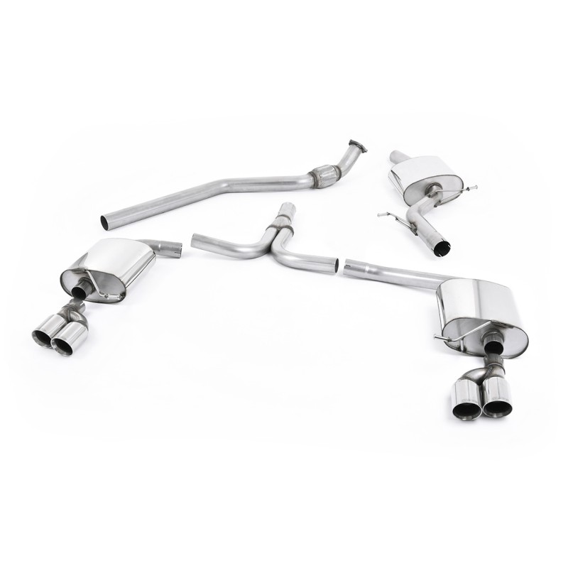 Audi A4 2.0 B8 (Tiptronic)/Audi A5 (Multitronic) S line - Cat-Back Exhaust System with Quad-outlet GT80 Trims - Polished - Quad