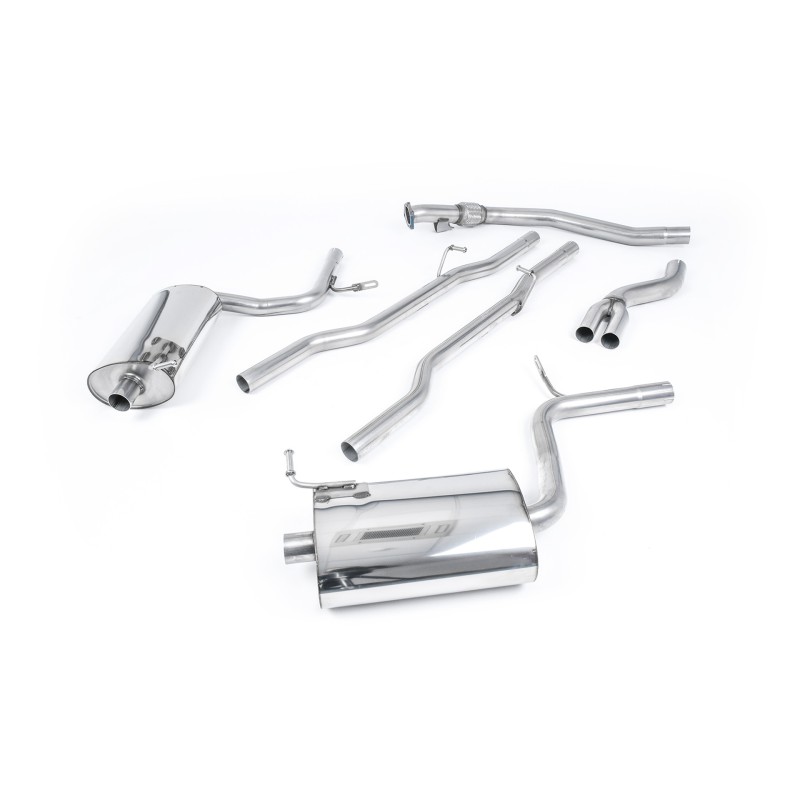 Audi A4 1.8T B6 Quattro - Non-Resonated (Quieter) Cat-Back Exhaust System with 90mm Trims - 90 - Jet