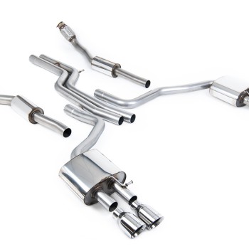 Audi S6 C7/S7 Sportback - Non-Resonated (Louder) Cat-Back Exhaust System with Polished Trims - Polished