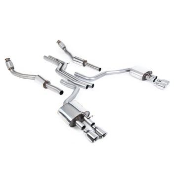 Audi S6 C7/S7 Sportback - Non-Resonated (Louder) Cat-Back Exhaust System with Polished Trims - Polished