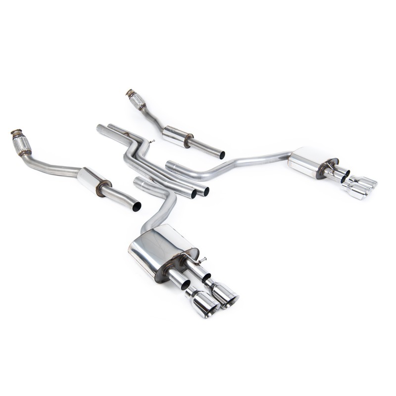 Audi S6 C7/S7 Sportback - Non-Resonated (Louder) Cat-Back Exhaust System with Polished Trims - Polished