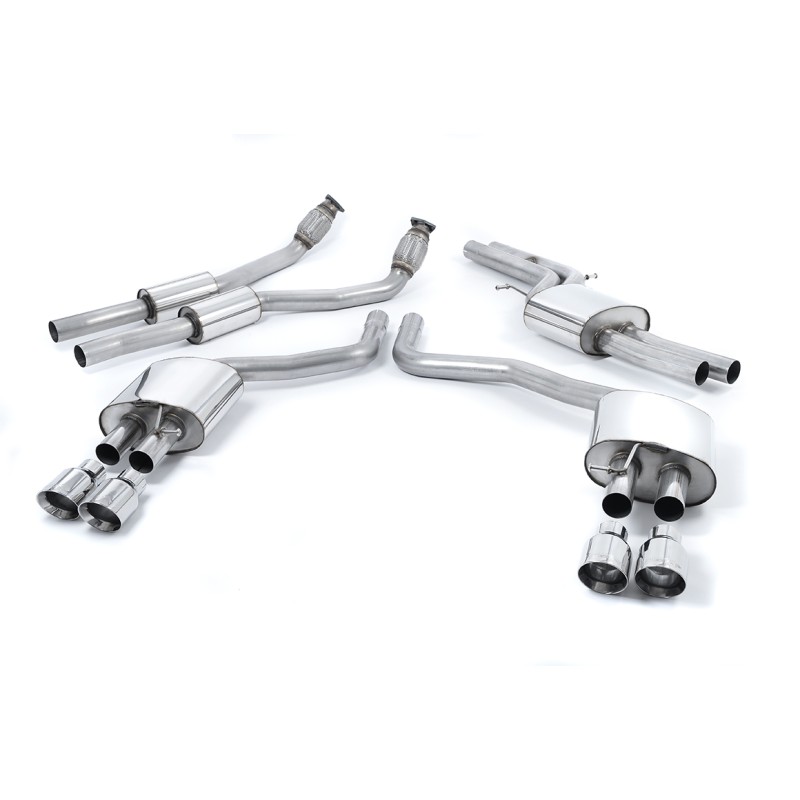Audi S6 C7/S7 Sportback - Resonated (Quieter) Cat-Back Exhaust System with Polished Tips - Polished
